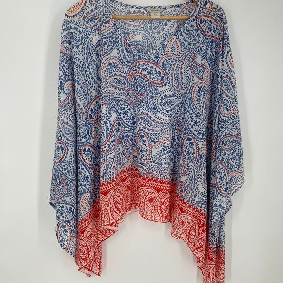 Ariat Shawl Women’s Small Blue & Red Paisley Oversized Lightweight Feminine - Picture 1 of 10